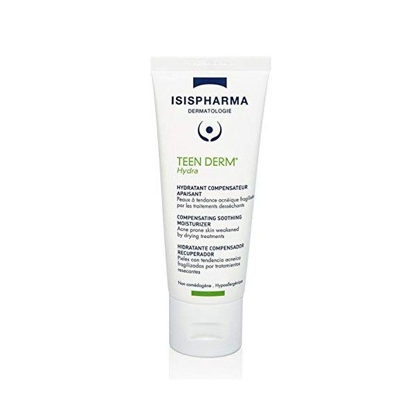 ISISPHARMA - Teen Derm Hydra Crème 40 ml - Hydratant compensateur apaisant - Peaux à tendance acnéique fragilisées par les tr