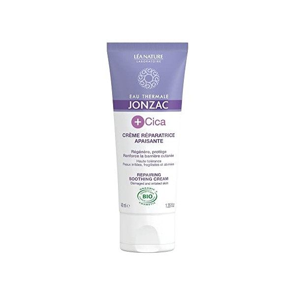 Eau Thermale Jonzac - Crème réparatrice apaisante - +Cica - Peaux abîmées et irritées - Certifié Bio Cosmos Organic - Tube de...