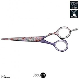 JAGUAR Ciseaux à cheveux JaguART MAGIC GARDEN 5.5" | Ciseaux de coiffeur en design offset | Revêtement high-tech anti-allergé
