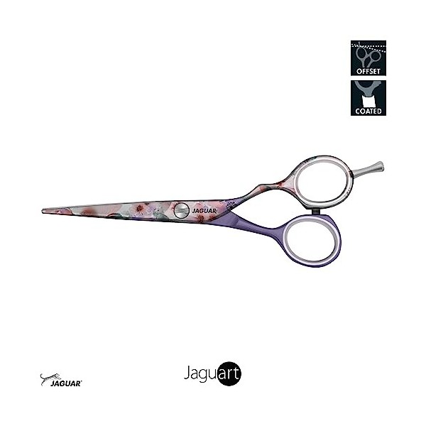 JAGUAR Ciseaux à cheveux JaguART MAGIC GARDEN 5.5" | Ciseaux de coiffeur en design offset | Revêtement high-tech anti-allergé