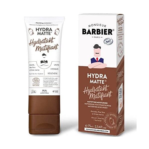 Crème Hydratante Matifiante pour homme de Monsieur BARBIER | Naturelle, Végane et Française, certifiée COSMOS NAT / Ecocert |...