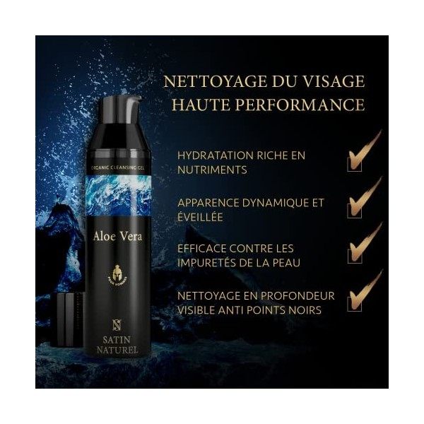 Gel Nettoyant Visage Homme Bio 75ml - Soin Visage Homme Anti Bouton Visage et Anti Point Noir - Savon Visage à Base d Aloe V ...