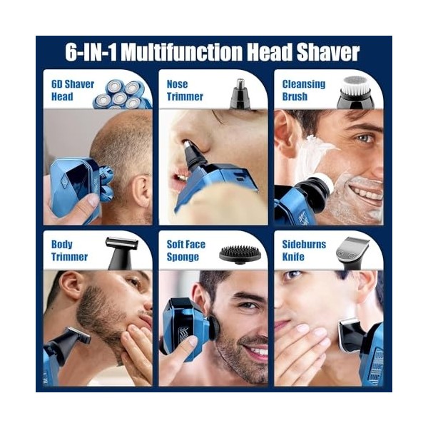 Rasoir électrique rotatif pour homme USB sans fil rechargeable pour le visage Rasoir pour hommes YSM-JZR-606TXD-Bleu