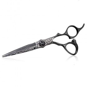 Ciseaux de coupe de cheveux de barbier 6 pouces Vintage noir en acier inoxydable coupe droite outils de barbier ciseaux de co
