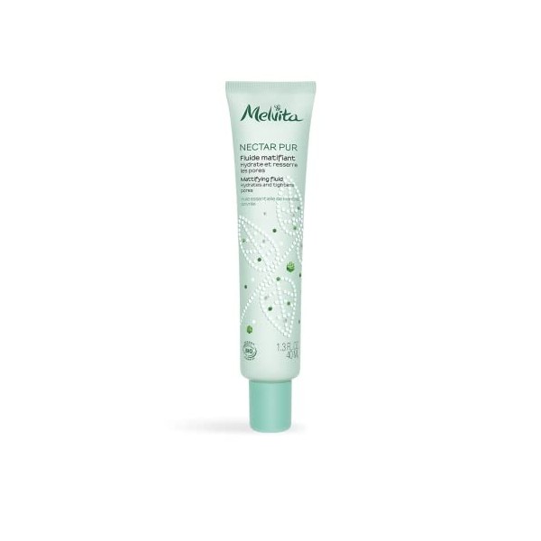 Melvita Fluide Matifiant Nectar Pur 100% Naturel, Vegan/Certifié Bio Tube, 40 ml, 1 Unité Crème Jour et Nuit