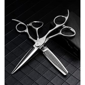 ciseaux de coiffeur Ciseaux de coupe de cheveux, 6 pouces professionnel japon 440 acier haut de gamme argent ciseaux à cheveu...