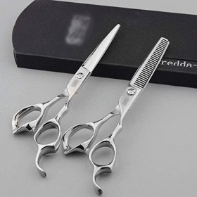 Ciseaux de barbier 6 pouces coiffeur professionnel haut de gamme ciseaux de coiffure coupe de cheveux ciseaux plats + ensembl...