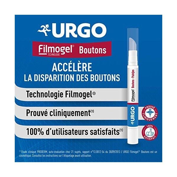 Urgo - Stylo Filmogel Boutons - Accélère la disparition, Purifie - Film invisible - 2ml Crème Jour et Nuit