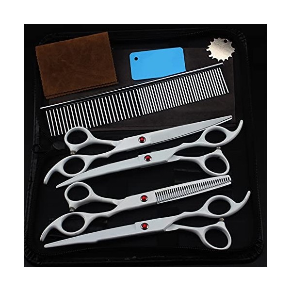 Générique Barber Ciseaux Chien Professionnel Barber Outils Tarif Coupe Droite Coupes de Coiffure Blanc Ciseaux pour Animaux d