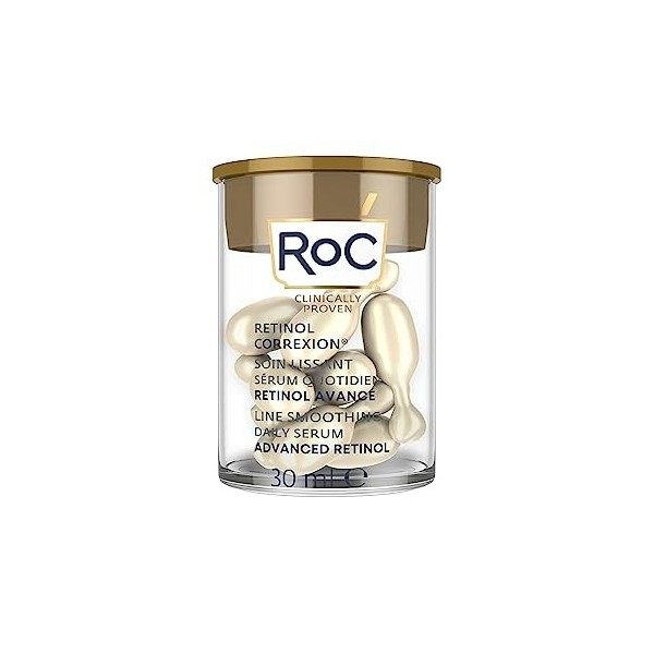 RoC - Retinol Correxion Soin Lissant Sérum Nuit - Anti-Rides et Vieillissement - Anti-Âge - Hydratant Raffermissant - 10 Caps...