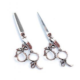 YING 6.0 Pouces européen rétro Ciseaux Cisaillement Plat Cisaillement Mince Ciseaux de Coiffure Professionnels Ensemble, Coup