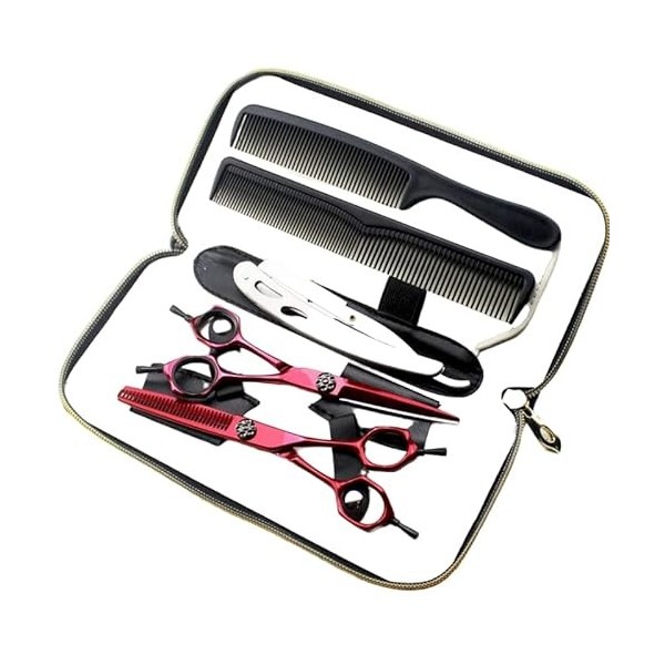 Ciseaux de coupe de cheveux, 15,2 cm rouge japonais 9CR en acier inoxydable rasoir, ciseaux de salon de coiffure