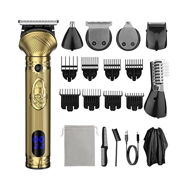 EVRWO Tondeuse à barbe pour homme - Kit de toilettage sans fil 6 en 1 - Cadeau pour homme