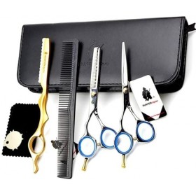 Ciseaux de coiffure pour gaucher 5,5", ciseaux de coiffeur coupe et amincissement des cheveux parfaits pour les coiffeurs gau