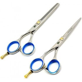 Ciseaux de coiffure pour gaucher 5,5", ciseaux de coiffeur coupe et amincissement des cheveux parfaits pour les coiffeurs gau