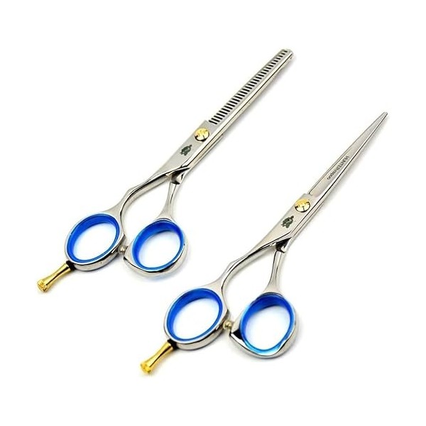 Ciseaux de coiffure pour gaucher 5,5", ciseaux de coiffeur coupe et amincissement des cheveux parfaits pour les coiffeurs gau