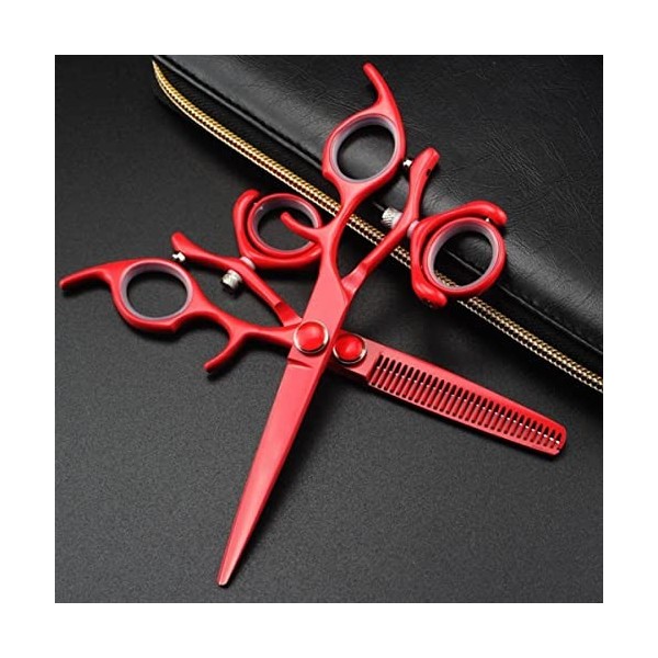 ciseaux de coiffeur Ciseaux De Coupe De Cheveux, 6 Pouces Professionnel Japon 440C Rouge Coupe Amincissant Ciseaux De Cheveux