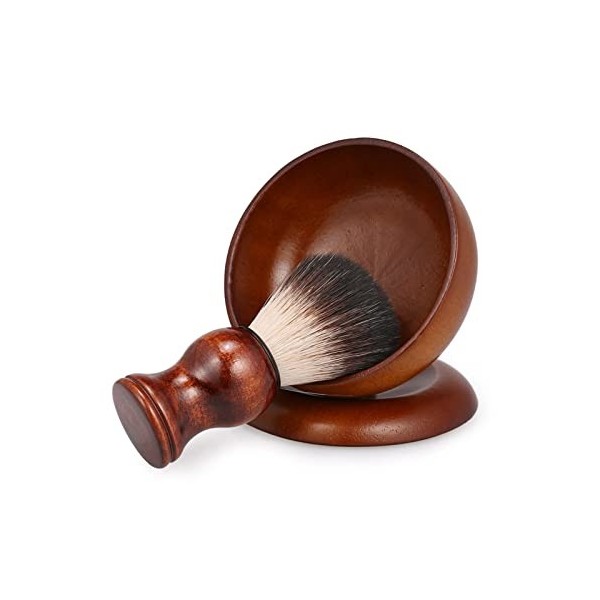 WWWFZS Ensemble de Rasage pour Hommes, Bol de crème à raser pour Barbe en Bois Tasse de Savon à raser avec Brosse à Mousse à 