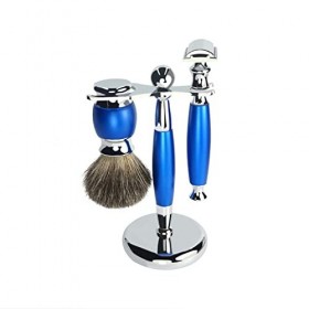 WWWFZS Ensemble de Rasage de toilettage pour Hommes, Rasoir de sécurité, Blaireau, Bol de Rasage en Acier Inoxydable et Suppo