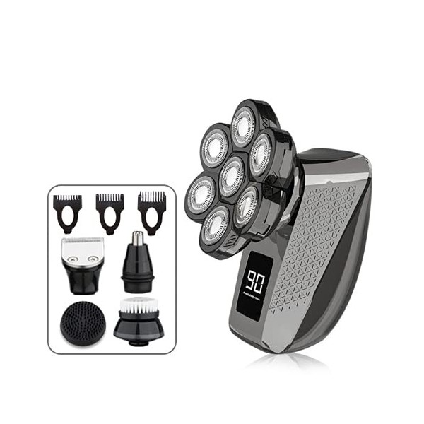 VINTURBLE Rasoir pour homme 5 en 1 - Rasoir électrique sans fil à LED - IPX7 - Étanche - Pour homme - Kit de beauté avec tond