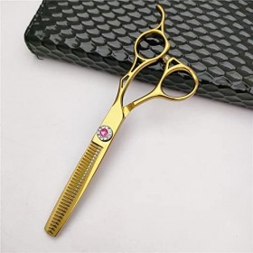 Ciseaux de coiffeur coupe de cheveux, 6,0 pouces 440c rouge diamant vis ciseaux à cheveux coupe de salon + amincissement ense...