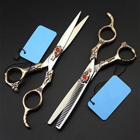 Ciseaux de coupe de cheveux, 6 pouces professionnels 440c rétro ciseaux à cheveux ensemble coupe barbier maquillage ciseaux à...