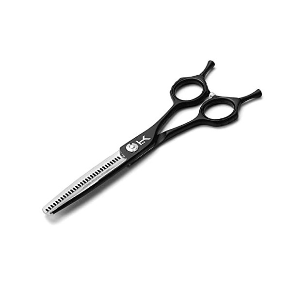 Kobaruto - Rebel - Ciseaux à effiler pour coiffeurs et barbiers - Argentés et noirs - Cobalt - 15,2 cm - Rapport de coupe de 