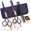 Kit de ciseaux de coupe de cheveux 5,5 pouces couleur acier inoxydable professionnel texture fine frange ciseaux de coiffeur 