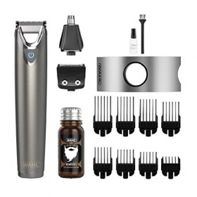 Wahl Coffret cadeau de toilettage visage et corps en acier inoxydable, tondeuse à barbe pour homme, kit de coupe de barbe, to