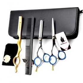 WYGC Scissors Gaucher Ciseaux Coiffure 5.5",Ciseaux de Coiffeur Coupe De Cheveux et Coupe éclaircie Parfait pour Coiffeur Gau