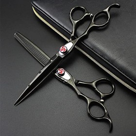 Ciseaux de coupe de cheveux, 7 pouces en acier professionnel ciseaux à cheveux gauchers coupant des ciseaux à effiler de coif...