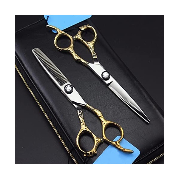 Ciseaux professionnels 440c Golden Handle Hairdressinghaircutting pour barbier ou usage domestique Couleur: Cutting no Bag 