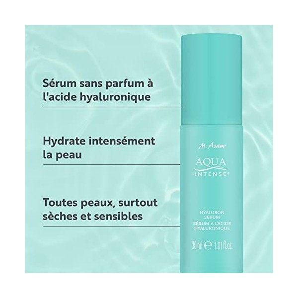 M. Asam AQUA INTENSE Hyaluron Serum 30ml - sérum visage hydratant à lacide hyaluronique, repulpe optiquement les rides de Cr...