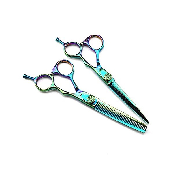 Ciseaux de Coiffeur Verts de 6 Pouces, Ciseaux à Dents, Ciseaux à effiler, Ciseaux Plats, spéciaux pour Les cisailles de Coup