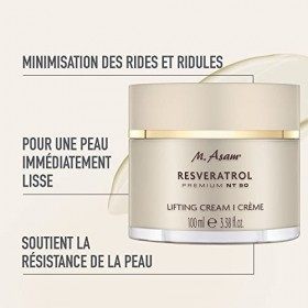 M. Asam RESVERATROL PREMIUM NT50 Crème lissante XXL 100ml – Technologie NT50® brevetée pour une action ciblée, acide hyalur
