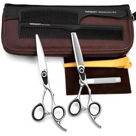 Ciseaux de barbier 6 pouces, ensemble de ciseaux de coiffure professionnels, dents plates, cisaillement amincissant, coupe de