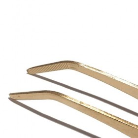 VANGLI Tweezers Oblique mouth flat mouth stainless steel golden eyebrow clip small tweezers flat mouth eyebrow clip makeup ey