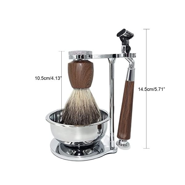 Supports de brosse de rasoir pour hommes, nouveau kit de rasage de brosse à cheveux de blaireau naturel de la mode 3, support