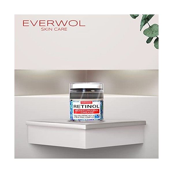 EVERWOL - Crème hydratante visage Nuit/Crème anti-rides, anti-tâches au RÉTINOL 3%, collagène, acide hyaluronique/Soin anti-â...
