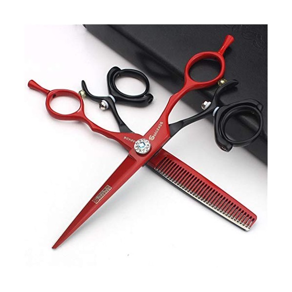 LIUSU Kit de Ciseaux pour Animaux de Compagnie, 6,0 Pouces Ciseaux de Coupe de Cheveux Professionnels Coiffure Coiffeur Cisea