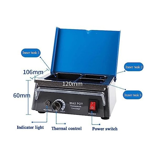MObyat Chauffe-Cire Dentaire, Pot De Chauffe-Cire Analogique À 3 Puits À Température Réglable, Profondeur De Rainure 2,2 CM/F