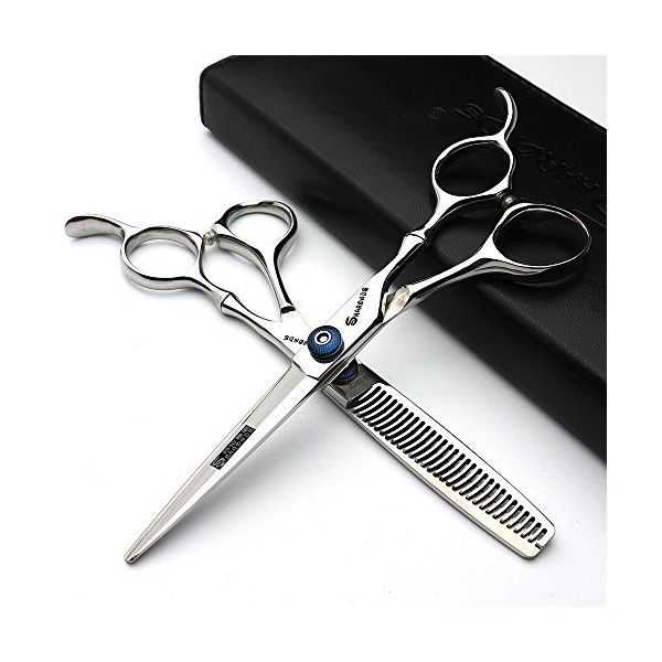 HAOTING Ciseaux de Coiffeur 6 Pouces Coiffeur Professionnel Coupe ménage Coupe de Cheveux amincissement Combinaison Ensemble 