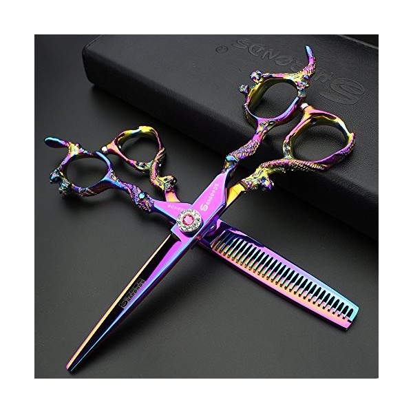 HAOTING Ciseaux de Coiffeur Japon Ciseaux de Coiffure 6 Pouces Ciseaux de Coiffeur Ciseaux de Cheveux Téflon Noir Rouge Viole