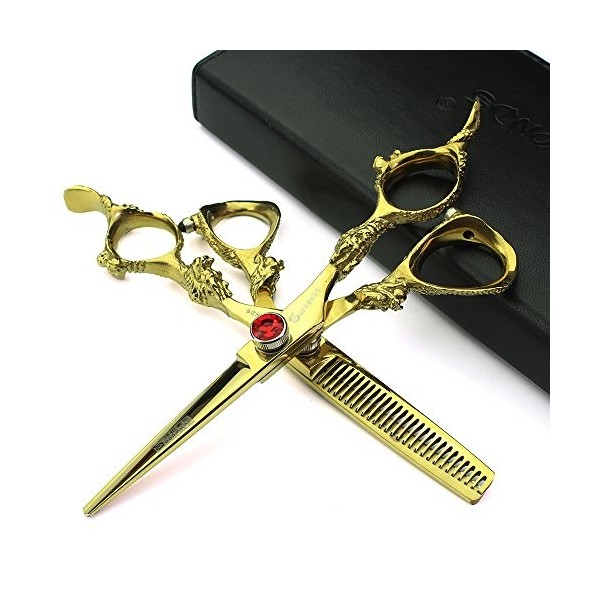 HAOTING Barber Scissors Gold 5,5 Pouces Coupe de Cheveux et Ciseaux à effiler Ensemble de Ciseaux de Cheveux Joyeux Noël Ens