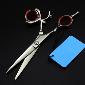 Ciseaux de coupe de cheveux, 5,5 pouces professionnels en acier 440c pour gauchers, ciseaux à cheveux rotatifs, coupe de chev...