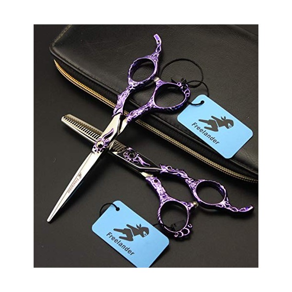 Haut de gamme 6,0 pouces Ciseaux de coiffure professionnel + Diluant dents de coupe de cheveux Ciseaux Violet Set Barber Salo