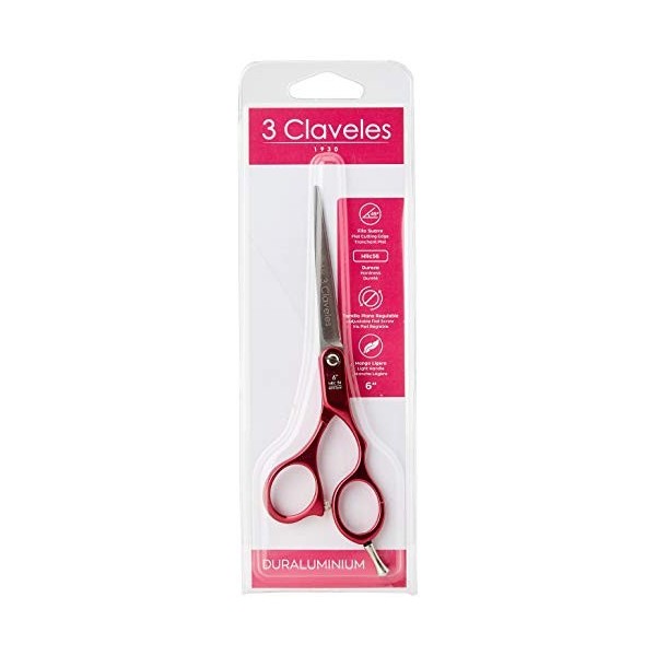 3 claveles, ciseaux pour le cheveux Rouge 6 "  – 1 unité