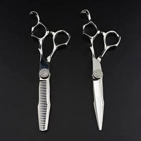 Ciseaux de coupe de cheveux, 6 pouces professionnels 440c en acier Gem Ciseaux à cheveux Coupe de cheveux Amincissement Barbe