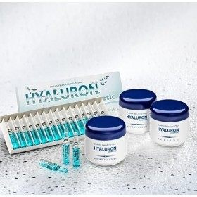 Lot de 18 ampoules anti-âge HYALURON hautement dosées – Crème de jour et crème de nuit avec vitamine E – Sérum hyaluronique –