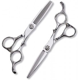 Ciseaux de coiffeur, ensemble de ciseaux de coiffure avec ciseaux amincissants de 15.2 Cm, couleur argent, pour barbier ou us